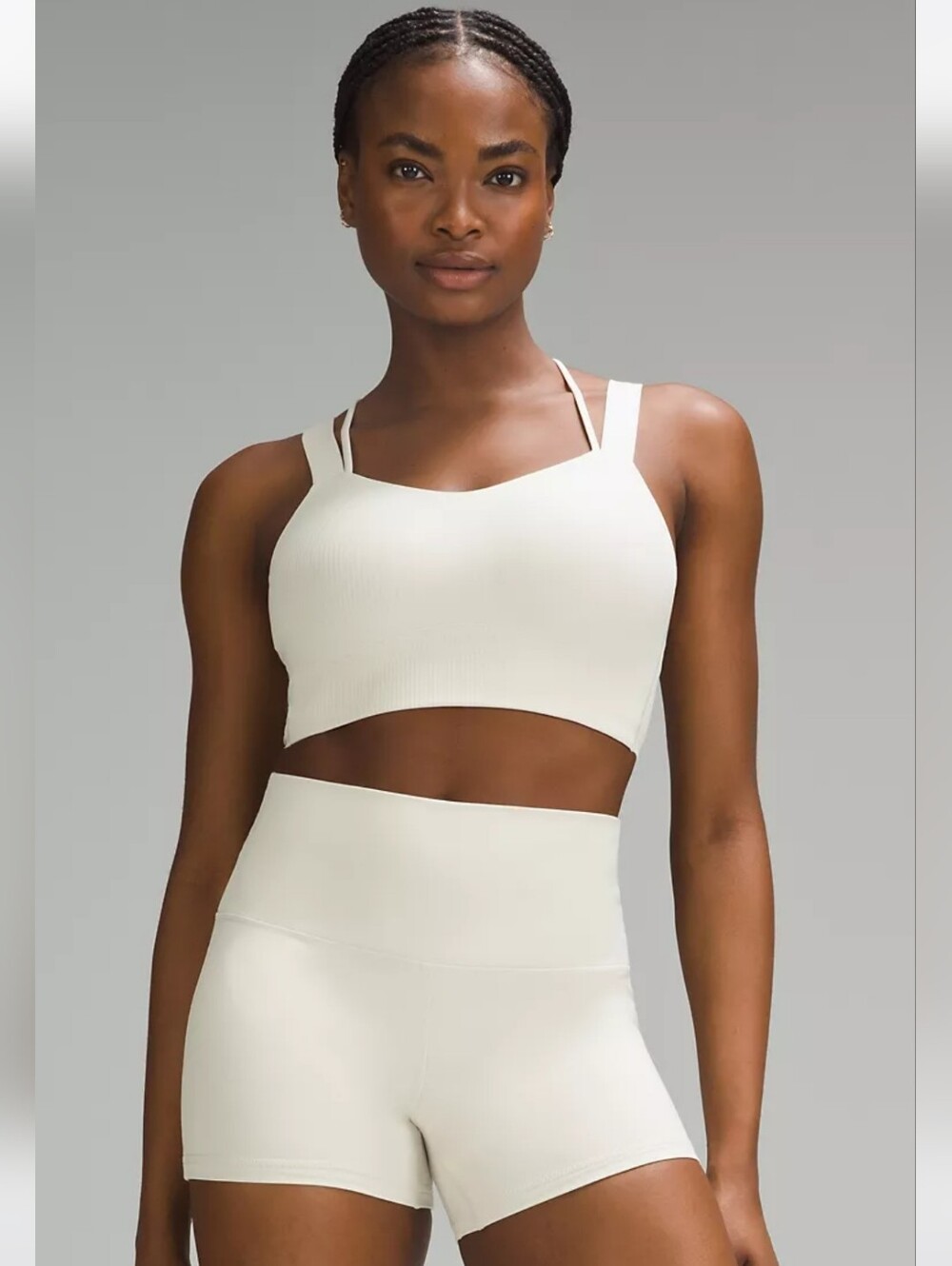 Lululemon Like a Cloud Longline Ribbed Bra Light Support Size 8 Bone